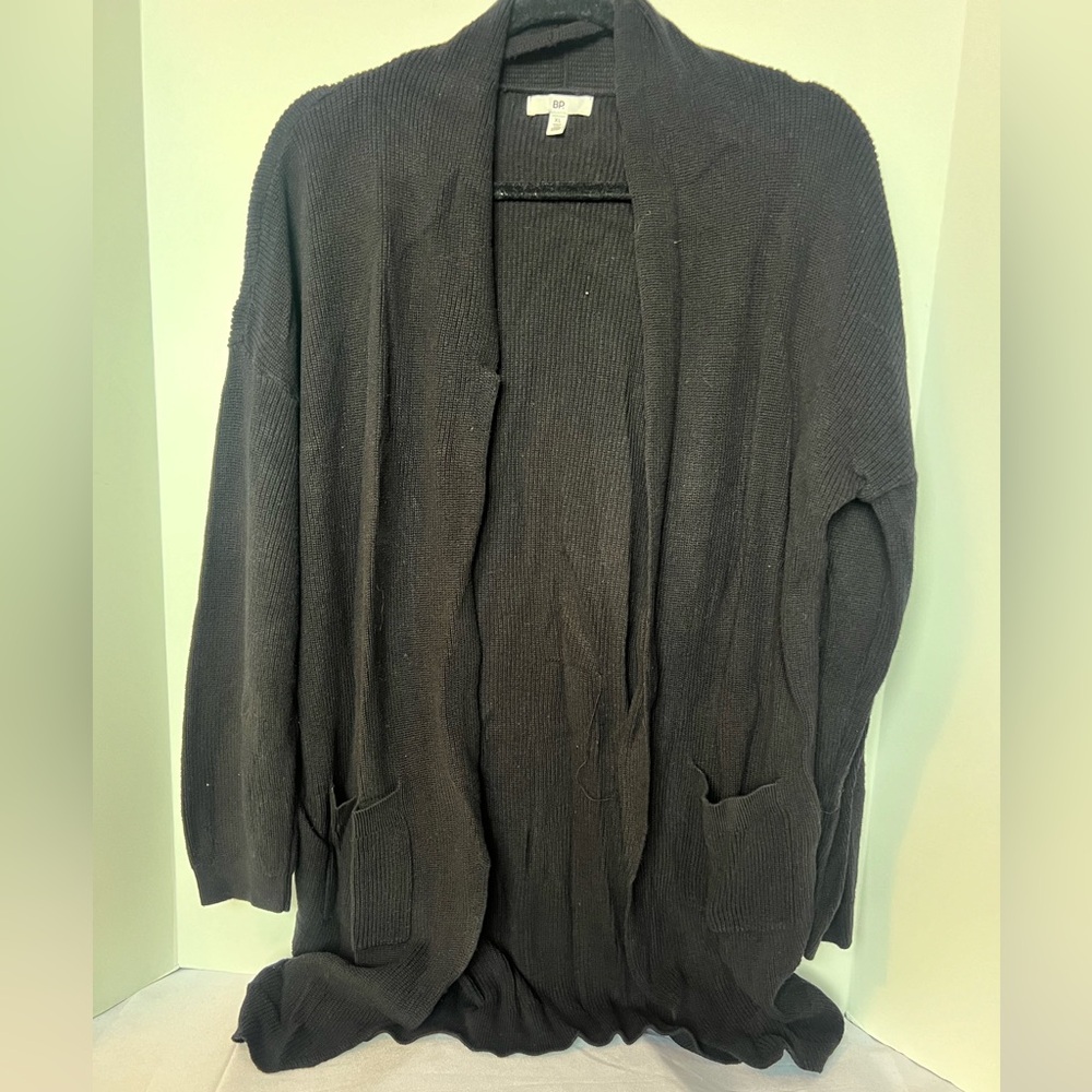 bp Black Open-Front Knit Cardigan